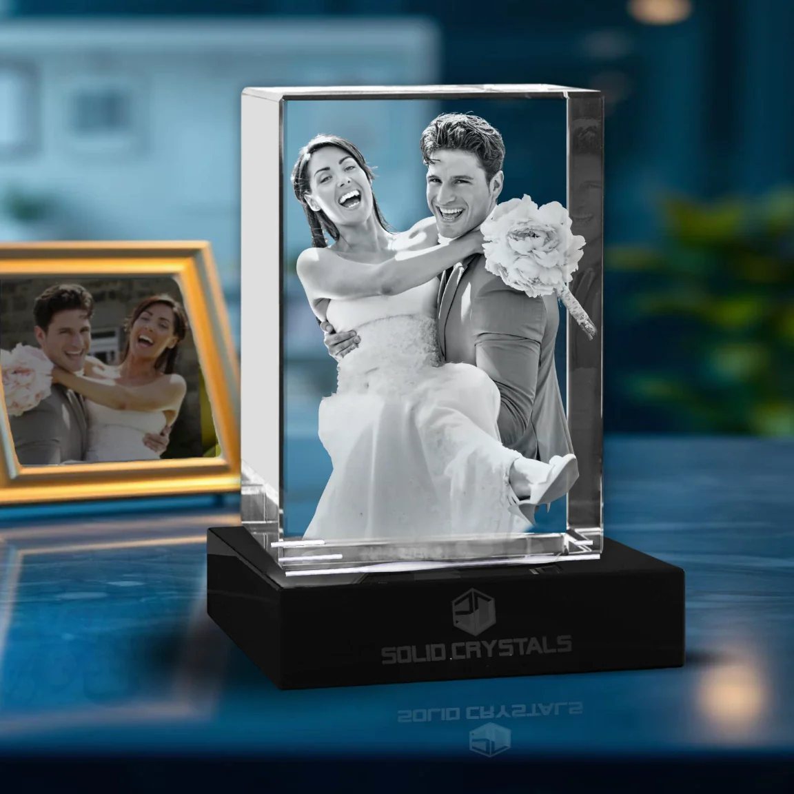3D Wedding Gift Rectangle Crystal
