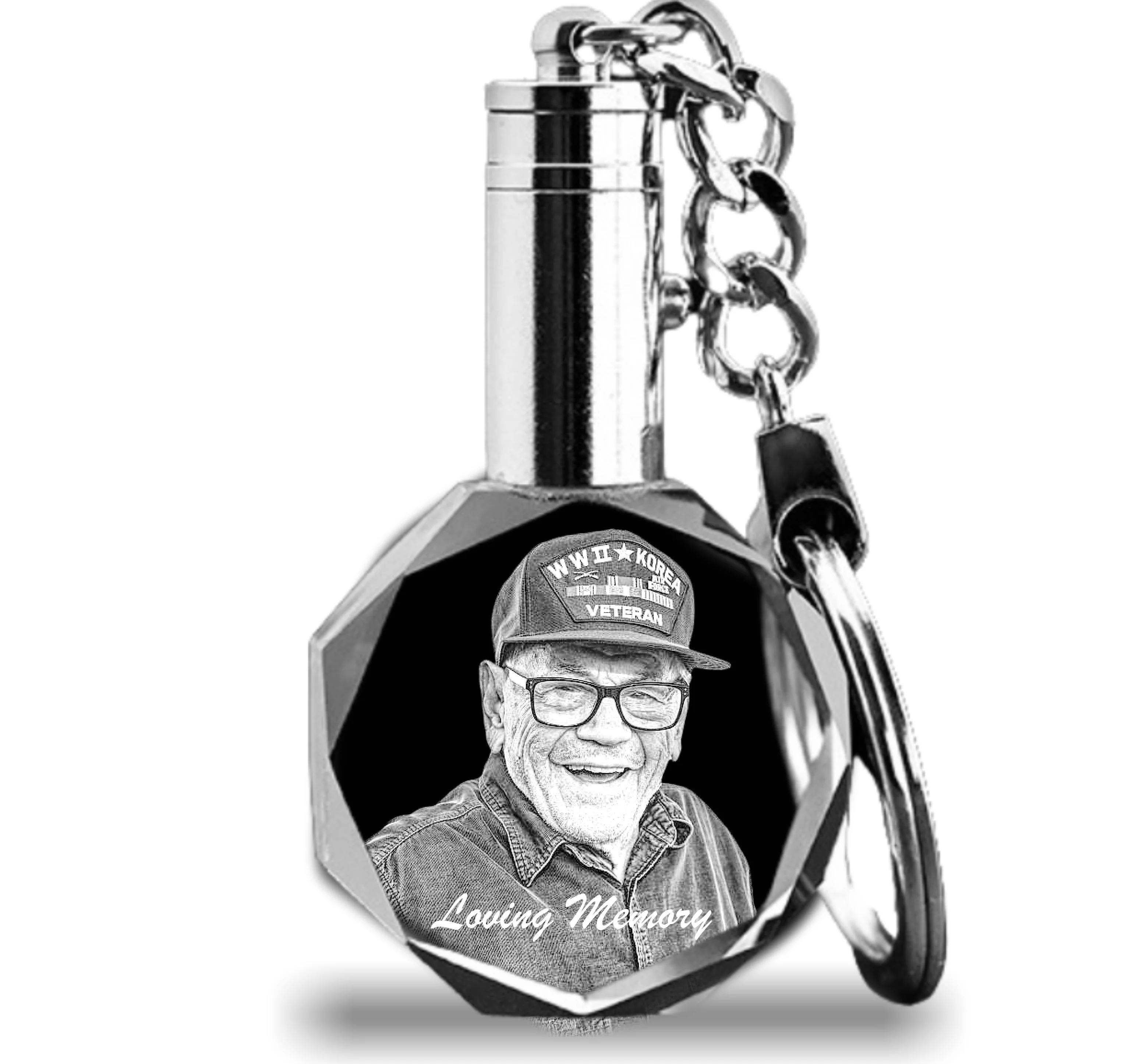 2D Memorial Octagon Led Keychain - Image 3